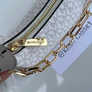 Michael Kors Bright White Cora Shoulder Handbag Crossbody Medium Pouchette thumbnail 8
