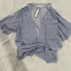 Soncy plus size Blue Striped Blouse thumbnail 1
