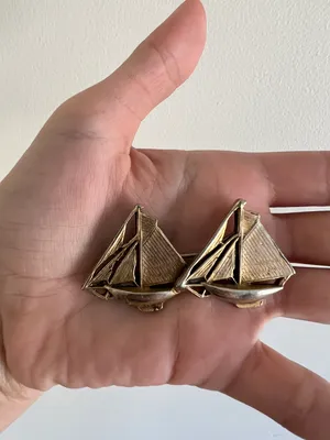 Sailboat Pin Vintage Gold thumbnail 2
