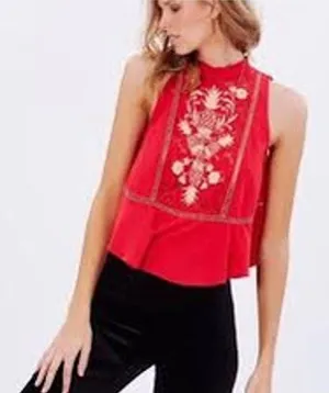 Free People Flora Sleeveless Top Size M Red thumbnail 1