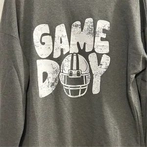 Game Day Football Sweatshirt Unisex L Gray Graphic Pullover‎ Crew Neck thumbnail 5