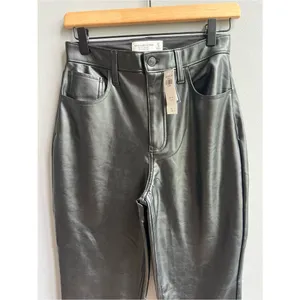Abercrombie & Fitch NWT Vegan Leather 90s Straight Pant Ultra High Rise Black 27 thumbnail 6