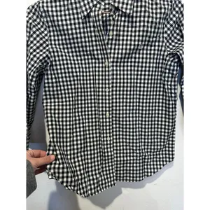 LAUREN RALPH LAUREN Black White Checkered Gingham 100% Cotton Button Up Shirt 0 thumbnail 4