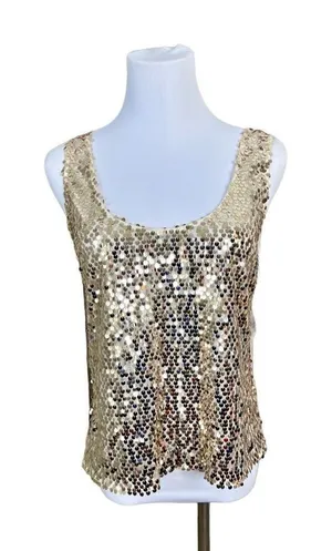 Abercrombie and Fitch Gold Sequin Tank Racer Top‎ LARGE Holiday Party NWT $88 thumbnail 1