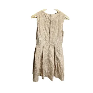 Max‎ Studio 2 Cappuccino Cream Jacquard Office Party Dress Pleated Skirt floral thumbnail 5