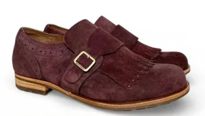 Kork Ease Womens Bailee Kiltie Burgundy Suede Monk Strap Shoe 8M Comfy Casual thumbnail 1