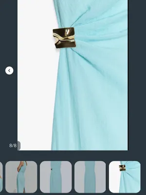 Zara Light Aqua Sheath Dress with Side Drape thumbnail 7