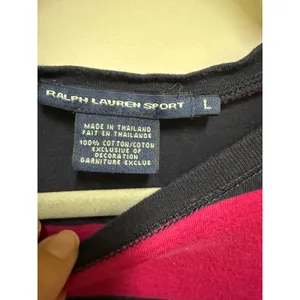 Ralph Lauren Sport Pink Navy Stripe 3/4 Sleeve Cotton Tee Pony Logo L thumbnail 6