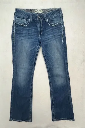 Ariat Real Denim Women’s Marine Blue Entwined Mid Rise Bootcut Jeans Size 32R thumbnail 1