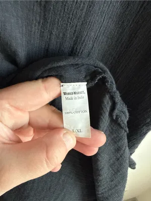 World Market Cotton Gauze Midi Shirt Dress Black Charcoal L/XL thumbnail 9
