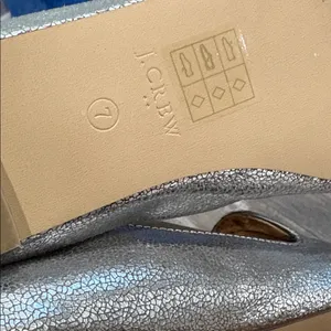 J Crew Metallic Silver Loafers size 7 thumbnail 6