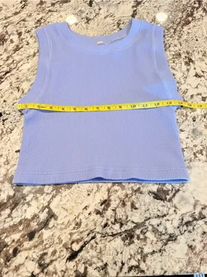 Unbranded Periwinkle Blue Ribbed Stretch Sleeveless Crop Tank Top thumbnail 3