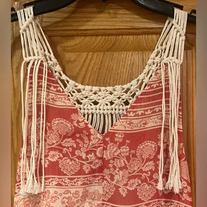 ZARA Macrame Bohemian Festival Lightweight Lined‎ Maxi Dress Size Medium / Large thumbnail 15