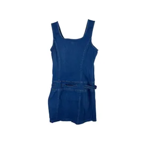 Vintage Forenza Blue Denim Mini Dress Sleeveless Belted Stretch Size 12 90s Y2K thumbnail 7
