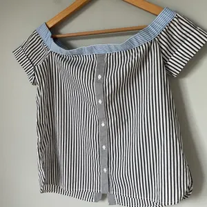 Bailey 44 False Start Short-Sleeve Off-the-Shoulder Shirt Blue Stripes Size 0 thumbnail 4