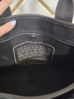 Coach Black Canvas Tote Bag With Gold Logo Spacious Interior Snap Closure Faded thumbnail 6