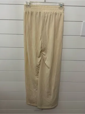 cream elastic-waist wide-leg lounge trousers. XS thumbnail 4
