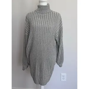 Urban Outfitters Cable Knit Light Gray Turtleneck Sweater Dress Fall Size Small thumbnail 2