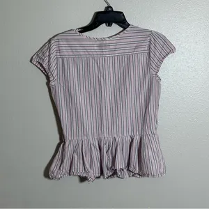 Abercrombie & Fitch Women Stripe Pink Peplum‎ Top Blouse size Small thumbnail 5