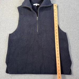 Madewell Half-Zip Sweater Vest Women's Large Navy Blue Knit Wool Blend thumbnail 6