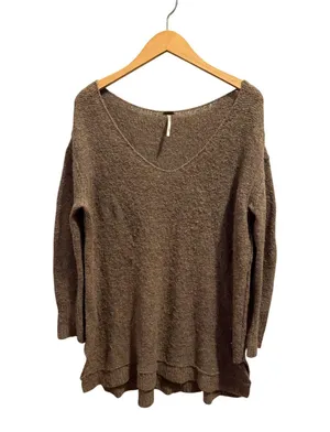 Free People Oversized Slouchy Knit Sweater Women’s M Taupe Brown Alpaca Soft thumbnail 1