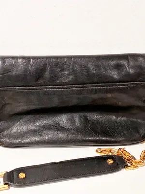 Tory Burch Black Flap Leather Shoulder Bag Gold Hardware Chain Link thumbnail 6