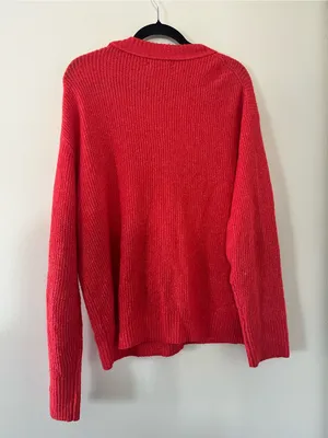 NWT American Eagle Red Crewneck Knit Sweater Medium Cozy Christmas Holiday thumbnail 6