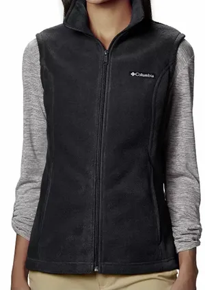 Victoria's Secret Columbia Sleeveless Black Benton Springs Fleece Full Zip Vest Layers Size Large thumbnail 1