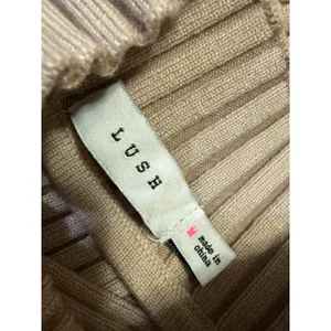 Lush Nude Pink Beige Ribbed Knit Long Sleeve Cut Out Mini Bodycon Dress Size M thumbnail 4