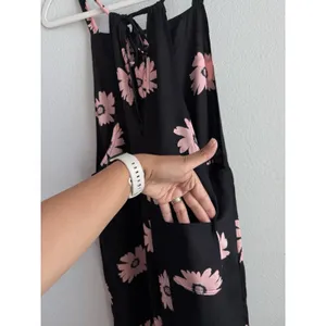Wildfox Swim Daisy Overall Jumpsuit Black Pink Floral Wide Leg Sample Coverup S thumbnail 10