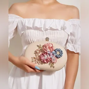 Floral Clutch Evening Bag with Rhinestone Opening thumbnail 5