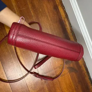 Coach Pebbled Leather Convertible Crossbody - Burgundy with Gold Hardware thumbnail 5