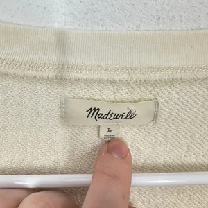 Madewell Cream Puff Sleeve Henley Sweatshirt Pullover‎ Top Womens Size L thumbnail 8