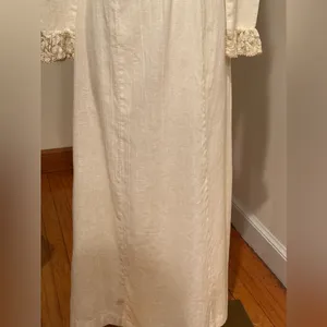 1970’s Prairie-Style Delicate Vintage Cream Puff Sleeves high neck bodice, waist thumbnail 8