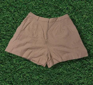 ZARA Tan Linen Shorts thumbnail 1