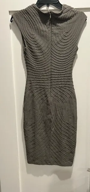 Bebe dark green dress with textured wave-like ruching, size XS thumbnail 2