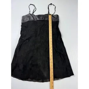 VEDA Black Suede Leather Trim Mini Dress Party Cocktail Women's P‎ thumbnail 3