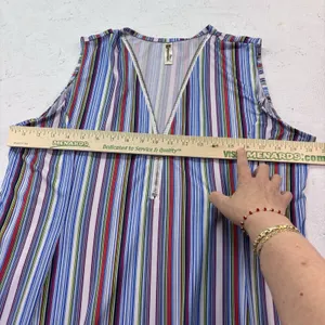 Shoreline Women's Sleeveless Striped Maxi Dress Zip Front Stretch Colorful XL thumbnail 10