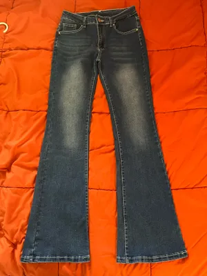 Shein Dark Wash High-Waisted Flare Jeans thumbnail 1