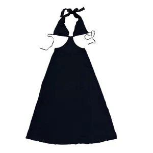 Shore Black Halter Cutout Maxi Dress Womens M Ecovera Vegan USA Resortwear Beach thumbnail 2