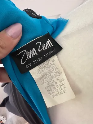 Vintage Zum Zum By Niki Livas Black & Blue High-Low Slip Dress thumbnail 8