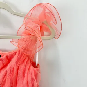 Lulus Tulle For Love Coral Pink Mesh Tulle Tiered Ruffled Maxi Dress Medium NWT thumbnail 13
