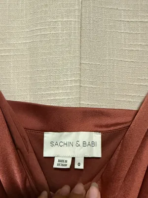 Sachin + Babi Burnt Copper Satin Wrap Maxi Dress thumbnail 6