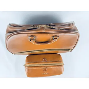Vintage Top Grain Cowhide Leather Travel Bag Bag + Dopp Kit Leather Toiletry thumbnail 15