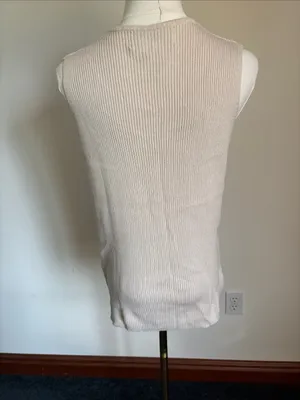 Motherhood Ribbed V-Neck Sleeveless Knit Tank - Cream thumbnail 4