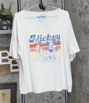 NEW Disney Womens Mickey Mouse Pajama Shirt Top M8901185MK Light Gray XL thumbnail 1