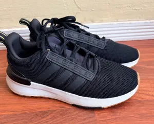 adidas Black Mesh Running Sneakers with White Midsole thumbnail 1