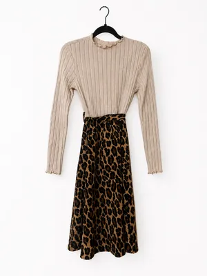SheIn Brown Leopard Print A-Line Midi Skirt thumbnail 2