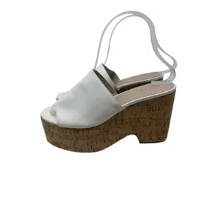 RAYE White Leather Cork Platform Sandals Chunky Block Heel Womens Size 7.5 thumbnail 7