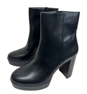 Alfani Boots Size 8.5 Black Almond Toe Faux Leather High Heel Side Zip NEW‎ thumbnail 1